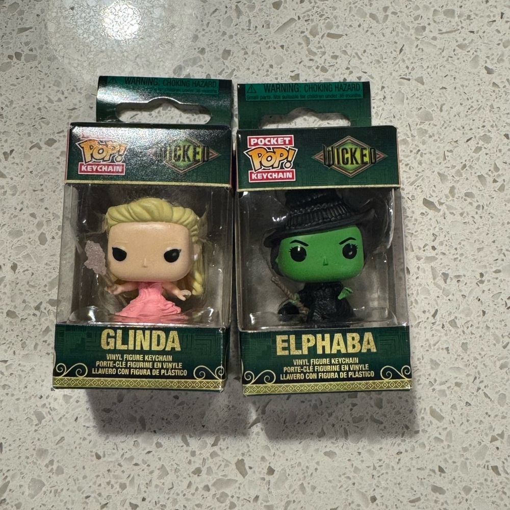 Wicked Funko Pocket Pop Mini Keychain Set- Glinda Upland and Elphaba Thropp NIB